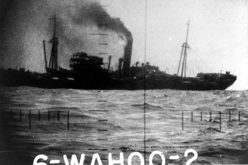 Image of torpedoed Japanese Freigher