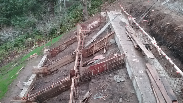 concrete forms atop bore holes