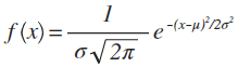 graphic showing the defining equation for the Gauss probability distribution