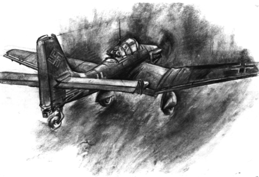Stuka dive bomber at takeoff